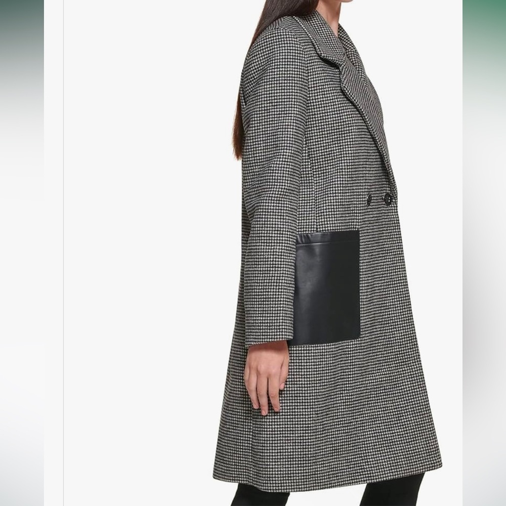 Calvin Klein
Faux-Leather-Pocket Houndstooth Maxi Coat - Picture 3 of 15